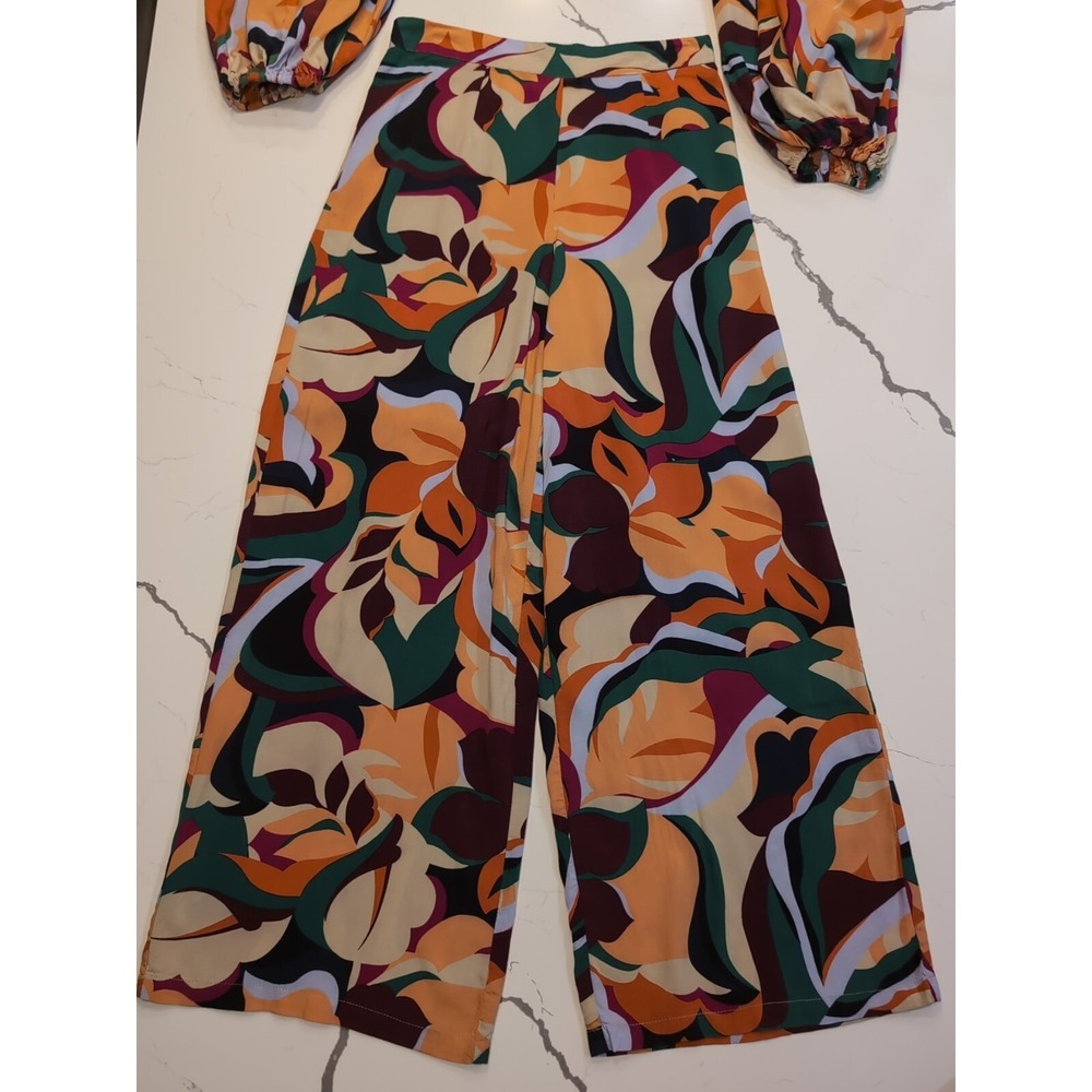 Live 4 Truth Anthropogy Boho Bell Sleeve Cropped Blouse & Pants Leaves Size M - Picture 3 of 16